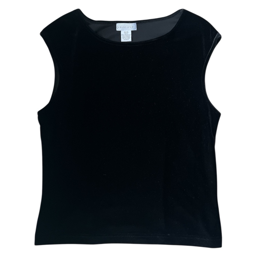 Principles Black Velvet Sleeveless Top Medium